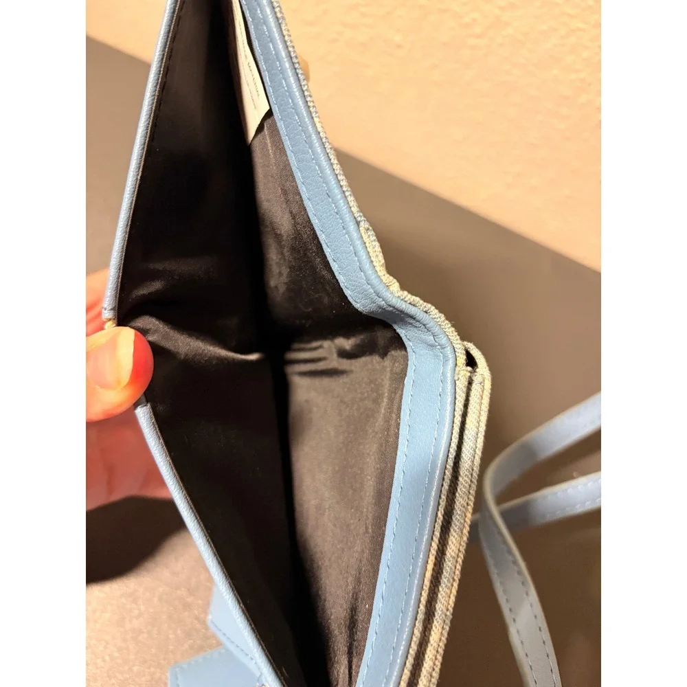 Unbranded Floral Denim Crossbody Wallet Women Small Blue Excellent Y2K Acid Wash